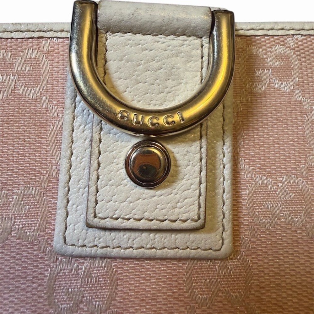 Gucci Pink Canvas Abbey GG Monogram D-Ring Wallet Bifold Zip Coin Pocket - Picture 5 of 9